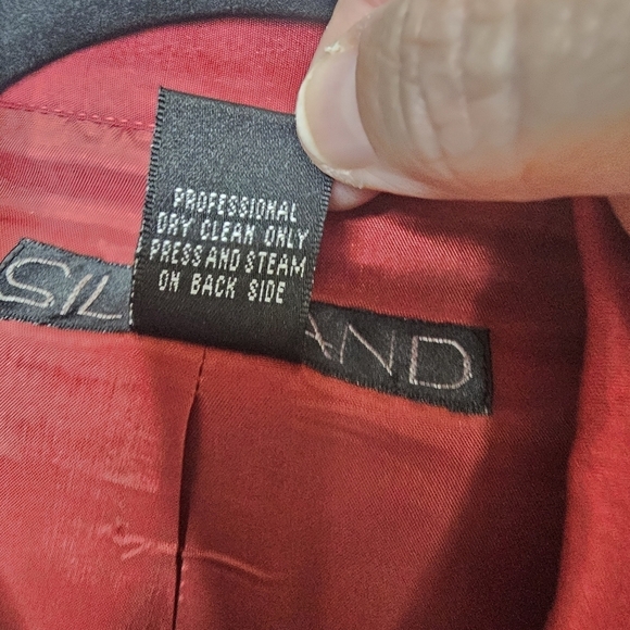 Silkland‎ Maroon Red Silk Blazer Womens 10 Embroidered Tropical Monkey - Picture 7 of 9